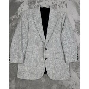 Vintage Pagano West Blazer Jacket Mens 42R Gray White Sport Coat Western Tweed